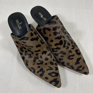 DVF Diane Von Furstenberg Leopard Print Leather Point Toe Mule Heels Size‎ 6M